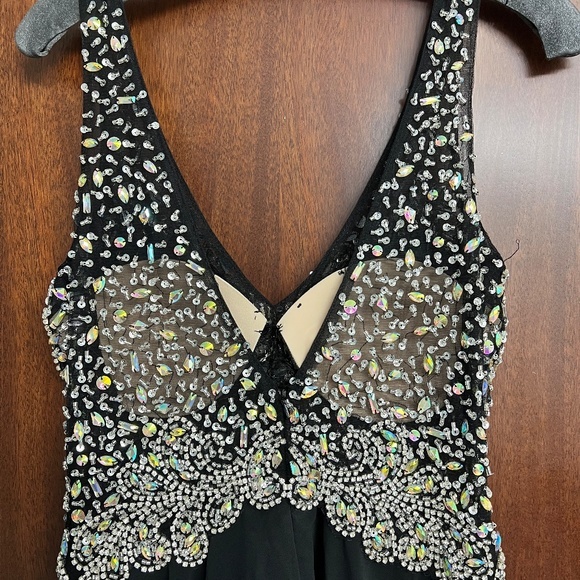 Dancing Queen Beaded Cocktail Dress Black NWOT Size Large - Picture 5 of 16